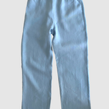 Straight Trousers Linen - Pale Blue