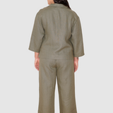 Straight Trousers Linen - Olive