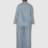 Straight Trousers Linen - Pale Blue